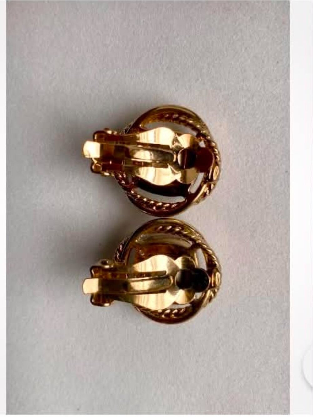 Vintage Monet Gold-Tone Clear Crystal Clip-On Earrings - Picture 2 of 4